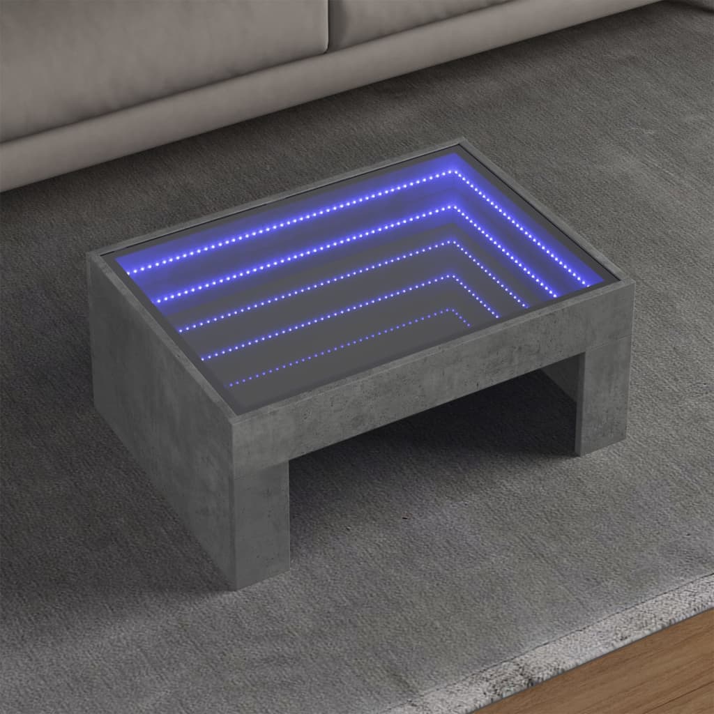 Infinity LED Coffee Table in Concrete Grey 70 x 50 x 30 cm