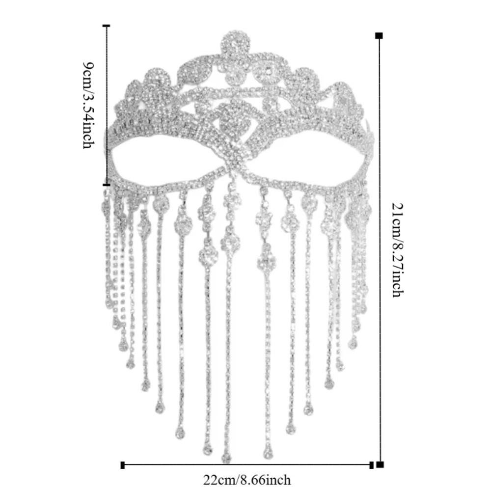 Full Face Masquerade Mask Veil Facial Jewelry Accessories Personality Rhinestone Mask Party