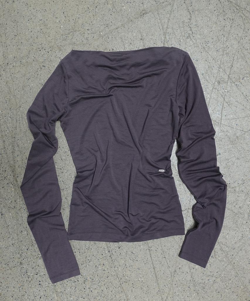 Mosan One-Shoulder Long-Sleeve T-Shirt(Ash Purple)
