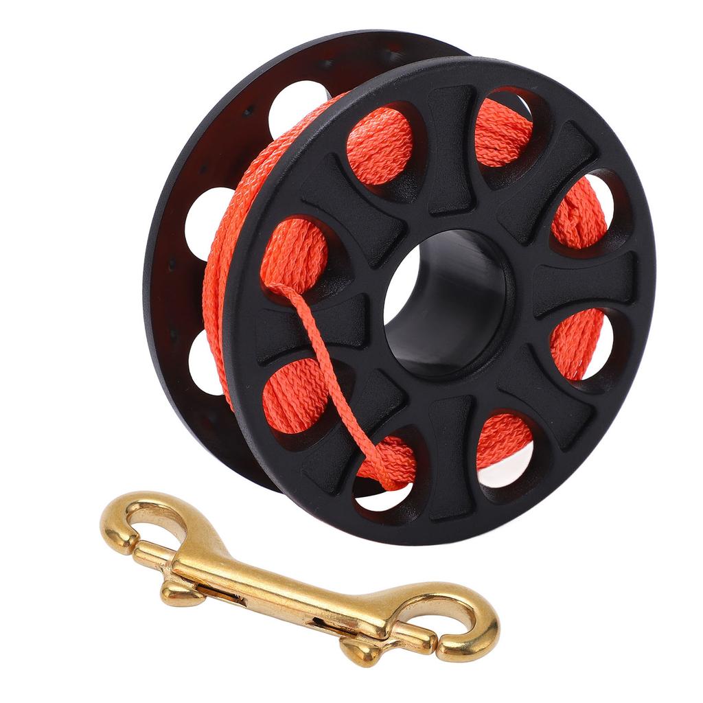 30M Tauchrolle Tauchen Fingerspule mit doppelseitigem Karabinerhaken Fluoreszierend orange SchnurSchwarz