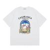 T-shirt Imprimé Casablanca Hommes Femmes Coupe Ample Manches Courtes Haut Décontracté