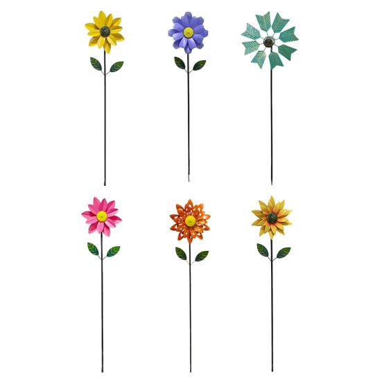 Sunflower Windmill Garden Stake Ornaments Outdoor Metal Wind Spinner Garden Patio Decoration for Garden Yard Patio Decor