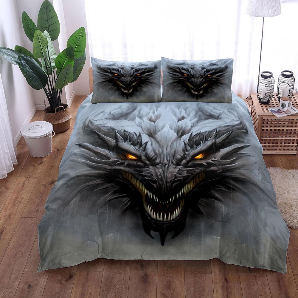 Dangerous Dragon Duvet Cover Set EU Single Double King US Twin Full Queen Size Bed Linen Set