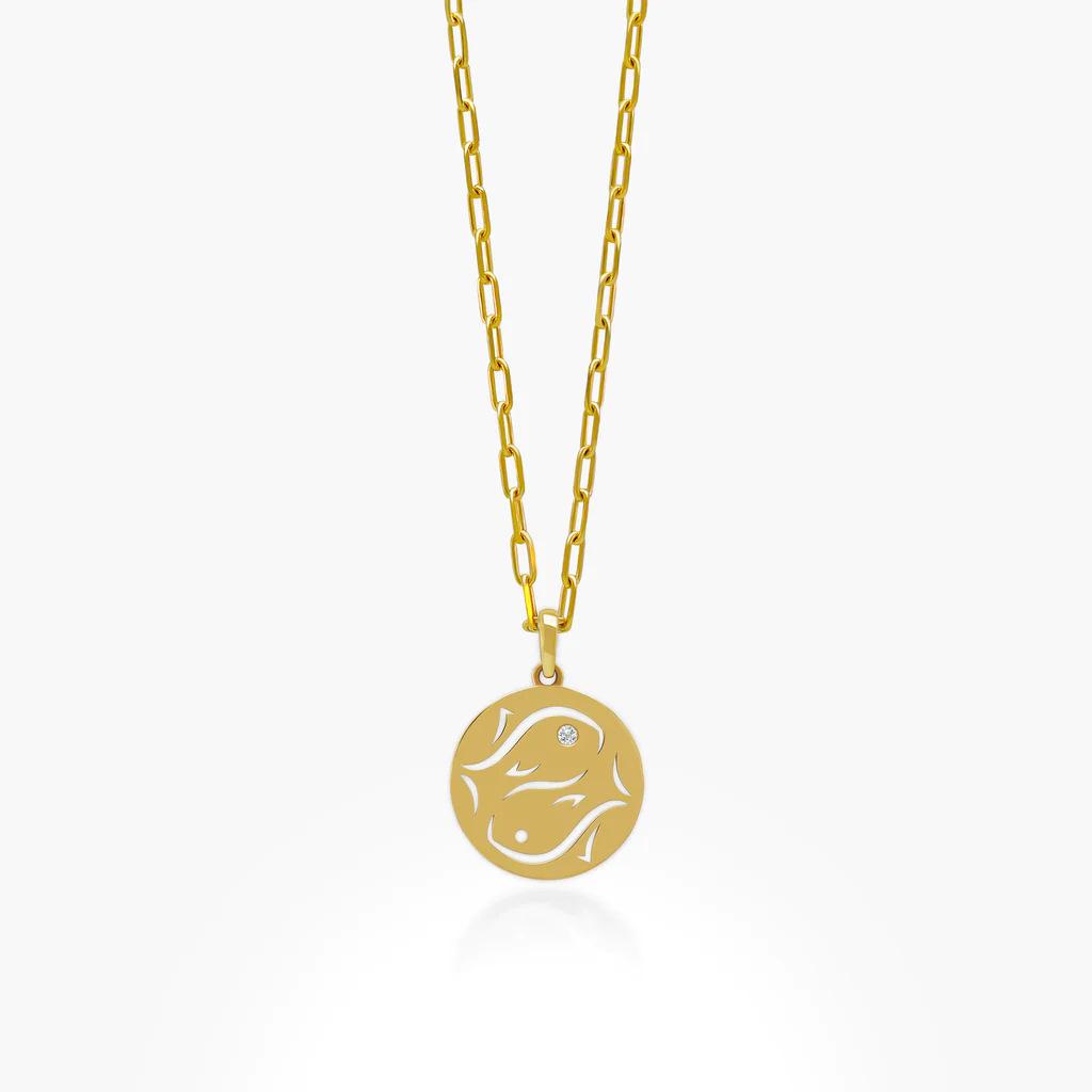 Minimalist 12 Constellations Stainless Steel Pendant Necklace - Hollow Round Sweater Chain