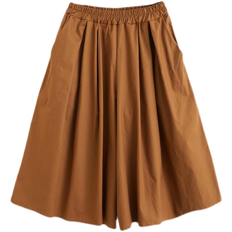 Fat sister foreign style loose 2025 large size age reduction fashion versatile solid color seven-point wide-leg pants