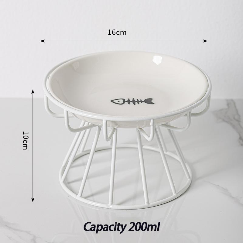 Nordic Style High Foot Pet Bowl Cartoon Neck Protection Anti Overturning Cat Dog Bowl Food Bowl