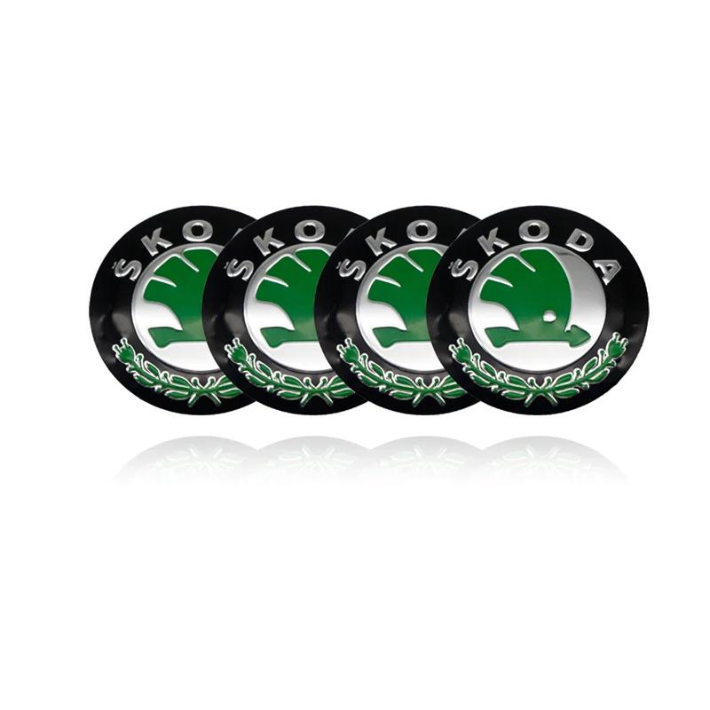 4 Stück 56mm+60mm Auto Radnabenkappe Felgenabdeckung Emblem Aufkleber für Skoda Octavia Fabia Kamiq Kapoq Kodiaq Rapid SCALA Superb