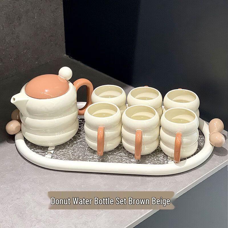 Qianxing Ceramic Donut Water Jug with Tray Set