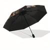 Vintage Floral Butterfly Circular Wall Art Decor Umbrella, Cute Umbrella with Cute Design, Portable 3-Fold Compact Umbrella for Men & Women, Valentine