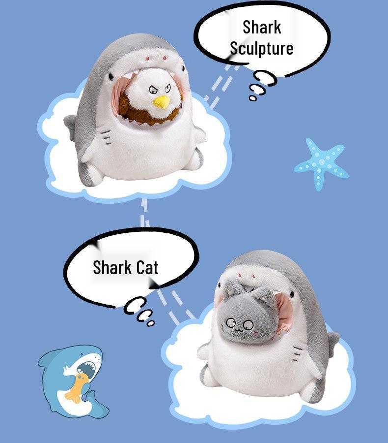 Cute Shark Transformation Plush Figurines - Net Celebrity Series Animal Dolls, Perfect for Qixi Birthday Gifts