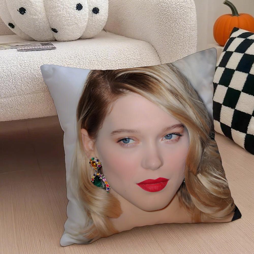 LLea Seydoux Cushion Cover Throw Pillow Cover Hidden Button Durable Polyester Chair Cushion