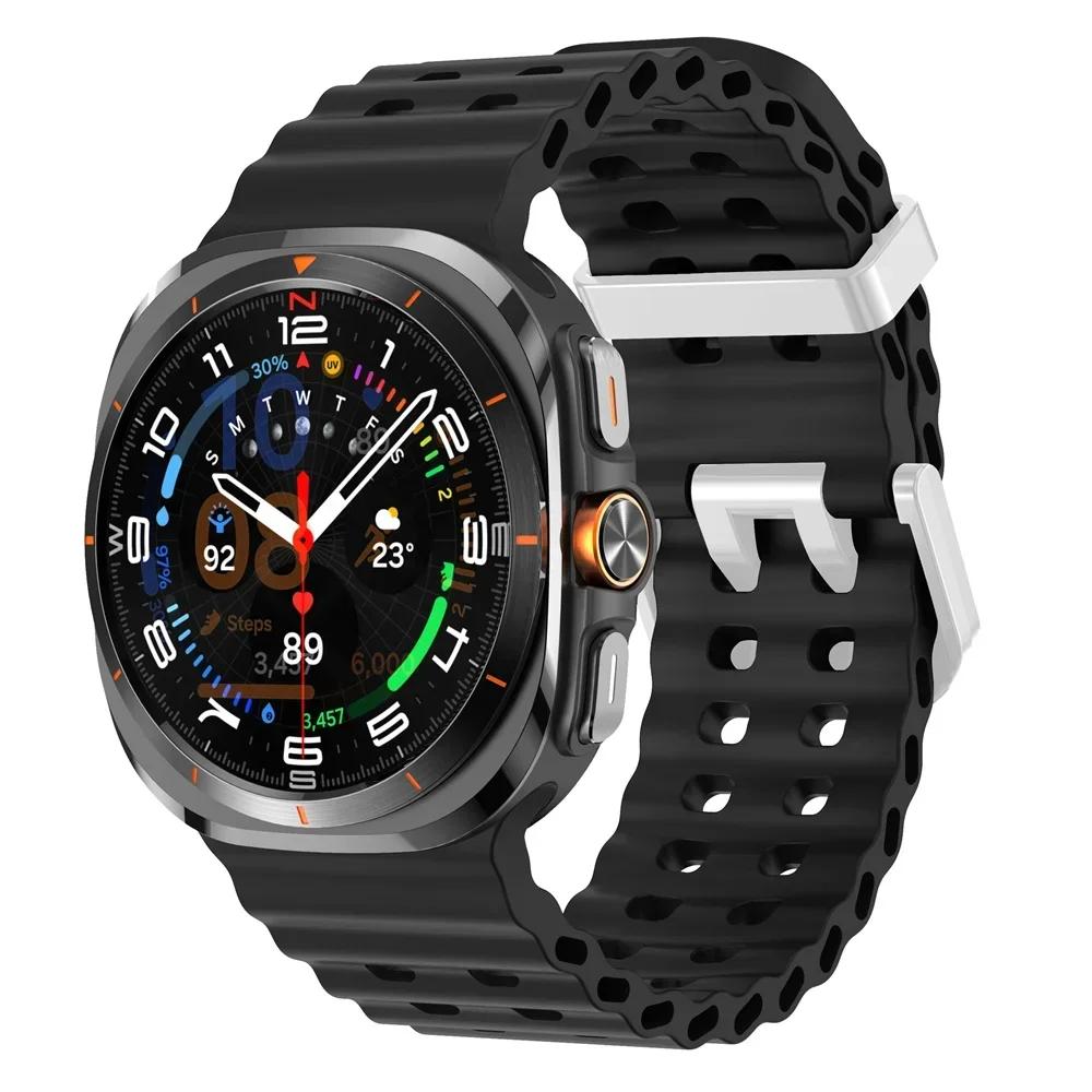 Galaxy Watch Ultra Marine Band Accessories Silicone Sport Bracelet Correa For Samsung Galaxy Watch 7 Ultra 47mm Original Strap