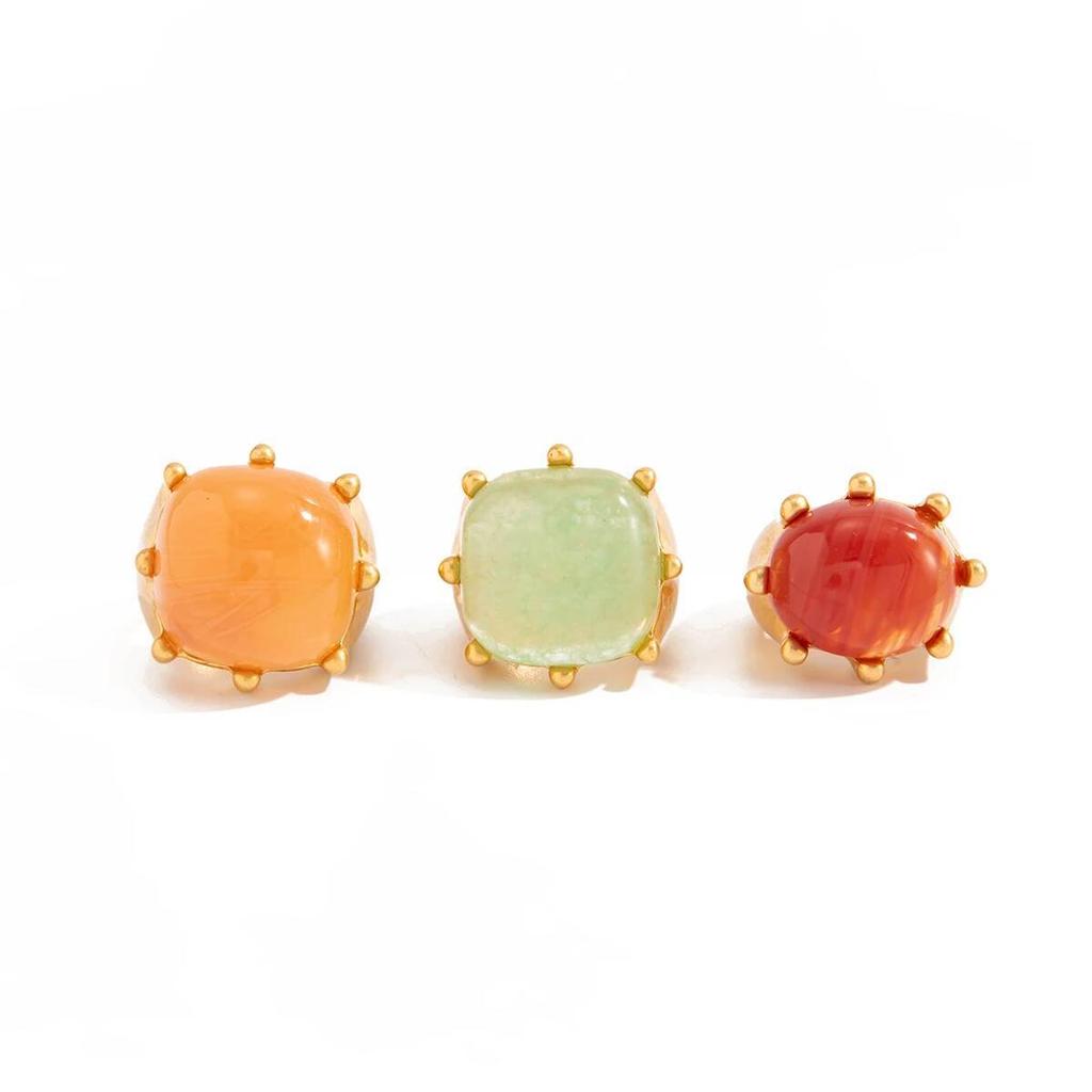 Salircon 3Pcs/Set Fashion Bohemia Inlaid Colorful Acrylic Ring for Womens Creative Irregular Resin Stackable Finger Ring Jewelry