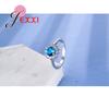 Sea Blue Round Rhinestone Rings For Women 925 Sterling Silver Anniversary Ring Jewelry Best Gift For Wedding Anel