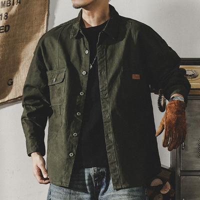 American Retro Fleece Tooling Shirt Men'S Long-Sleeved Loose Tough Guy Hunting Coach Jacket Men'S