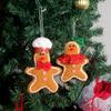 Adorable Brown Fabric Gingerbread Man Doll Festive Christmas Tree Ornament Decoration