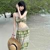 Thailand Seaside Vacation Style Swimsuit Women's Summer Bohemian Print Pleated Tube Top Half-length Skirt Swimsuit