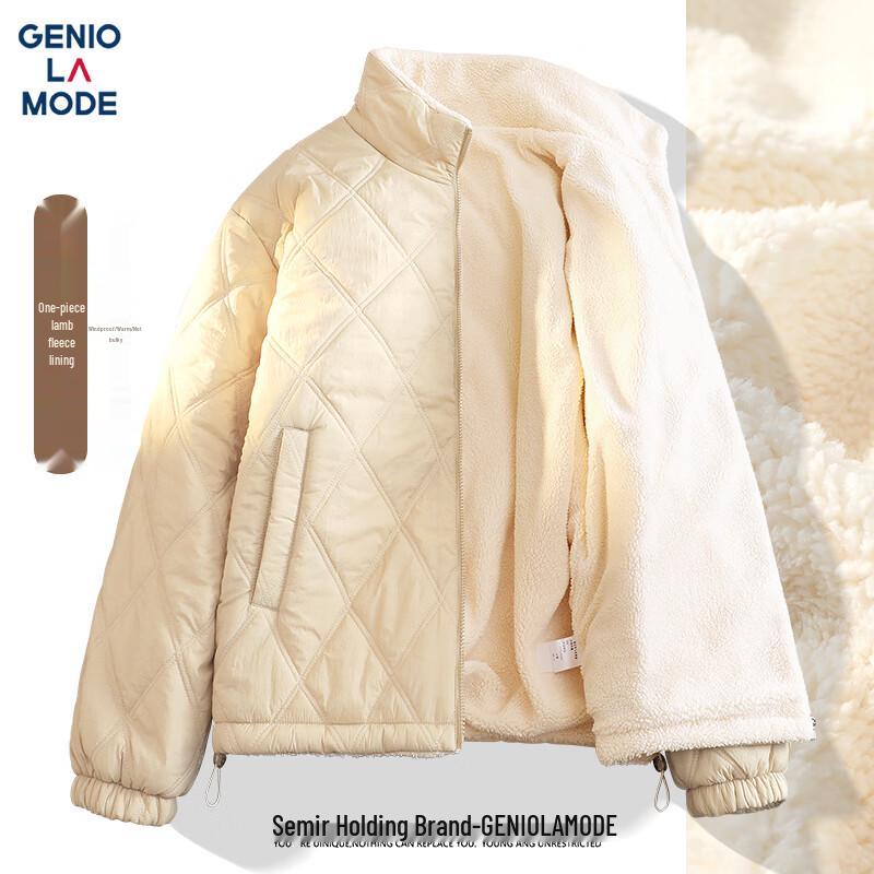 GENIOLAMODE Men's Winter Stand Collar Fleece Lined Padded Jacket
