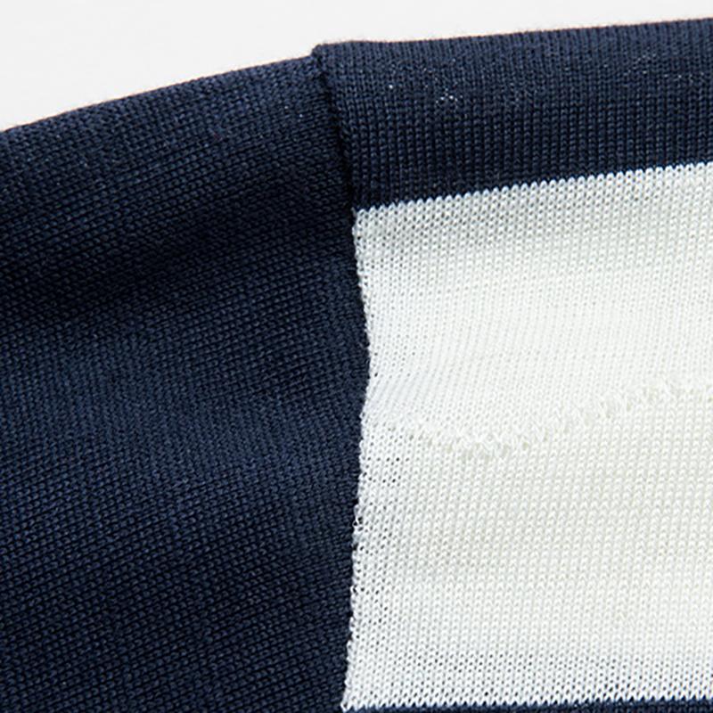 Męska koszulka z długim rękawem, dzianina, swobodny wzór w paski, swetry