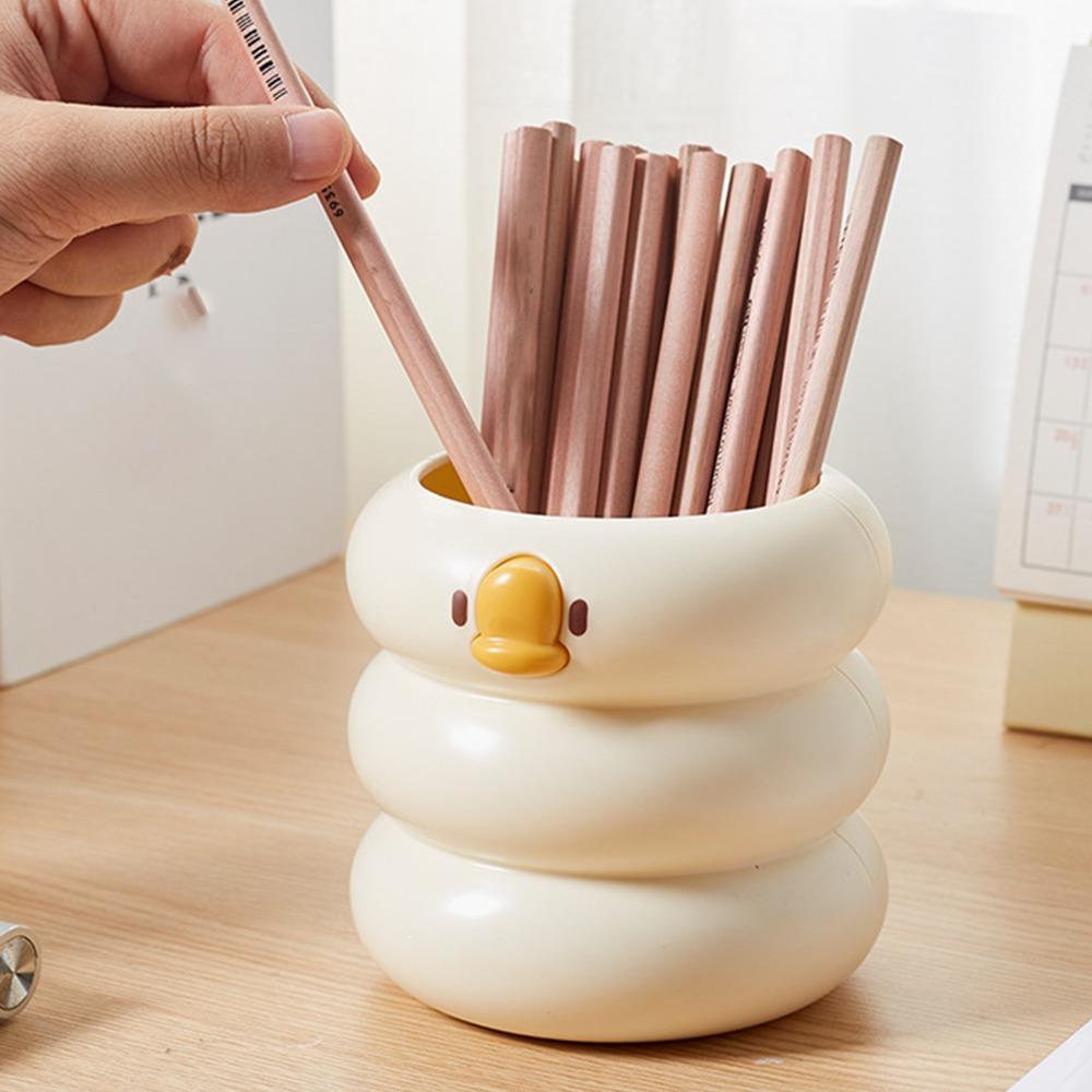 Cute Desktop Pencil Holder Cartoon Duck Desk Pen Holder Office Supplies Pencil Cup Pot Student Use