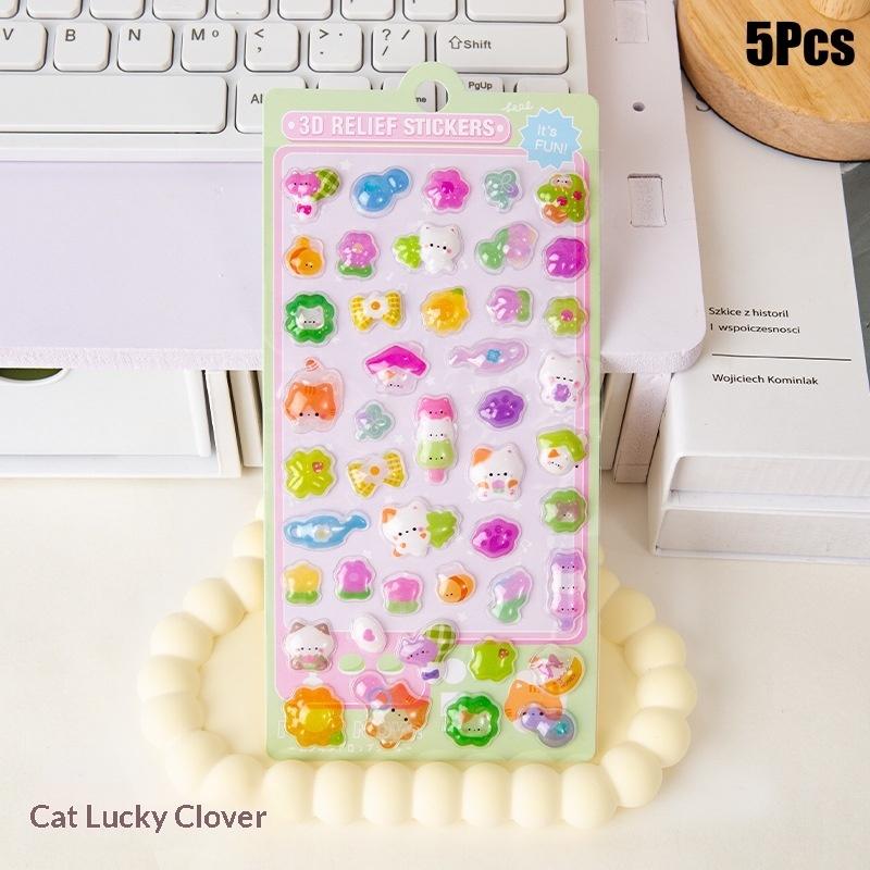 5Pcs Cute Cartoon Animals Stickers 3D Relief Stickers Scrapbooking Diy Diary Cup Decoration Journaling Stationery Sticker
