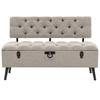 Vintage Style Storage Bench with Backrest 110 cm Cream Fabric