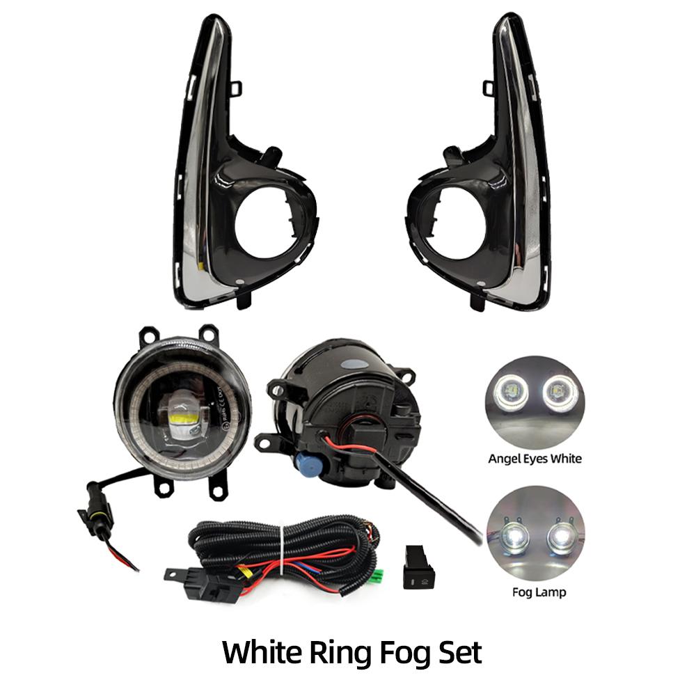 LED Fog Light For Toyota Yaris Vitz US type 2018   with Wires Switch Harness Kit angel eyes Fog lamp cover Chrome