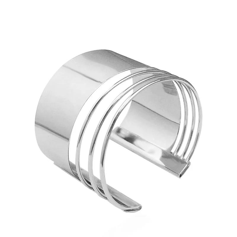 Pulseras Punk Style Gold Color Alloy Cuff Bracelets For Women Vintage Geometric Metal Bangles for Women Dorado Bangle Jewelry