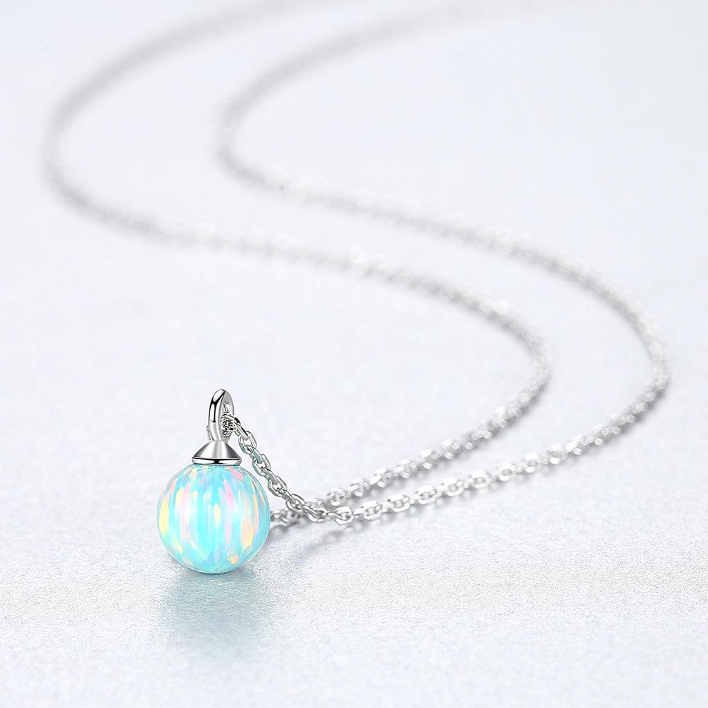 S925 Sterling Silver Korean Style Opal Pendant Necklace for Women