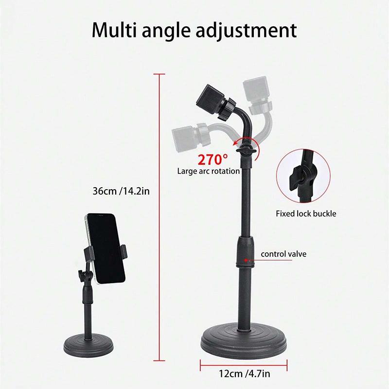 360° Rotatable Multifunctional Mobile Phone Bracket Portable Live Broadcast Stand Telescopic Adjustable Height Cell Phone Holder чёрный