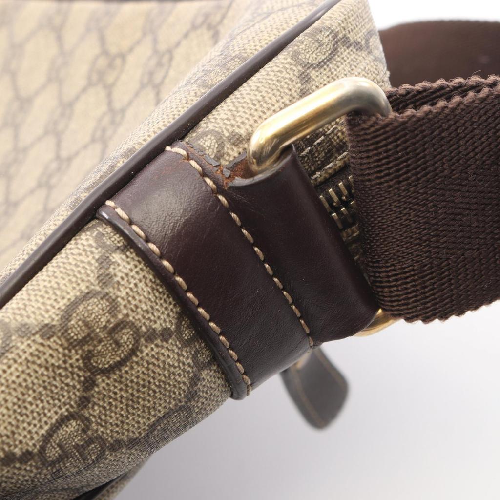 Used GUCCI GG Supreme Shoulder Bag 201448 PVC coated canvas leather Beige Brown Used Women