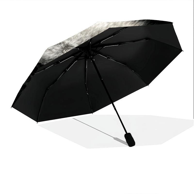 Panda Close-up pattern, automatic folding umbrella, portable and foldable design, 8 ribs, a Christmas or birthday gift.