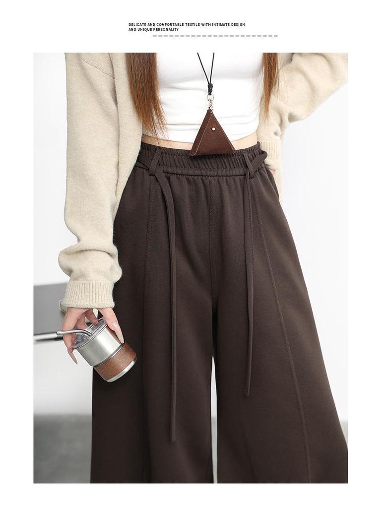 Premium Women's Cotton Wide-Leg Drawstring Pants - Versatile Fall/Winter Casual Wear
