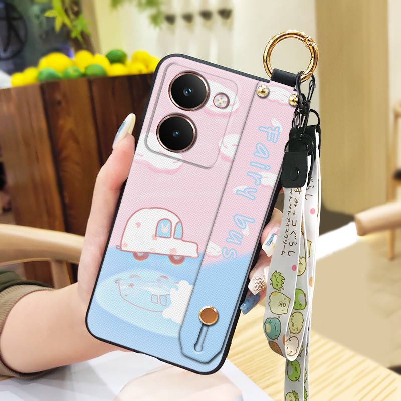 Back Cover Kickstand Phone Case For Realme P3 Ultra 5G Dirt-resistant Durable Cute Wristband Fashion Design Protective