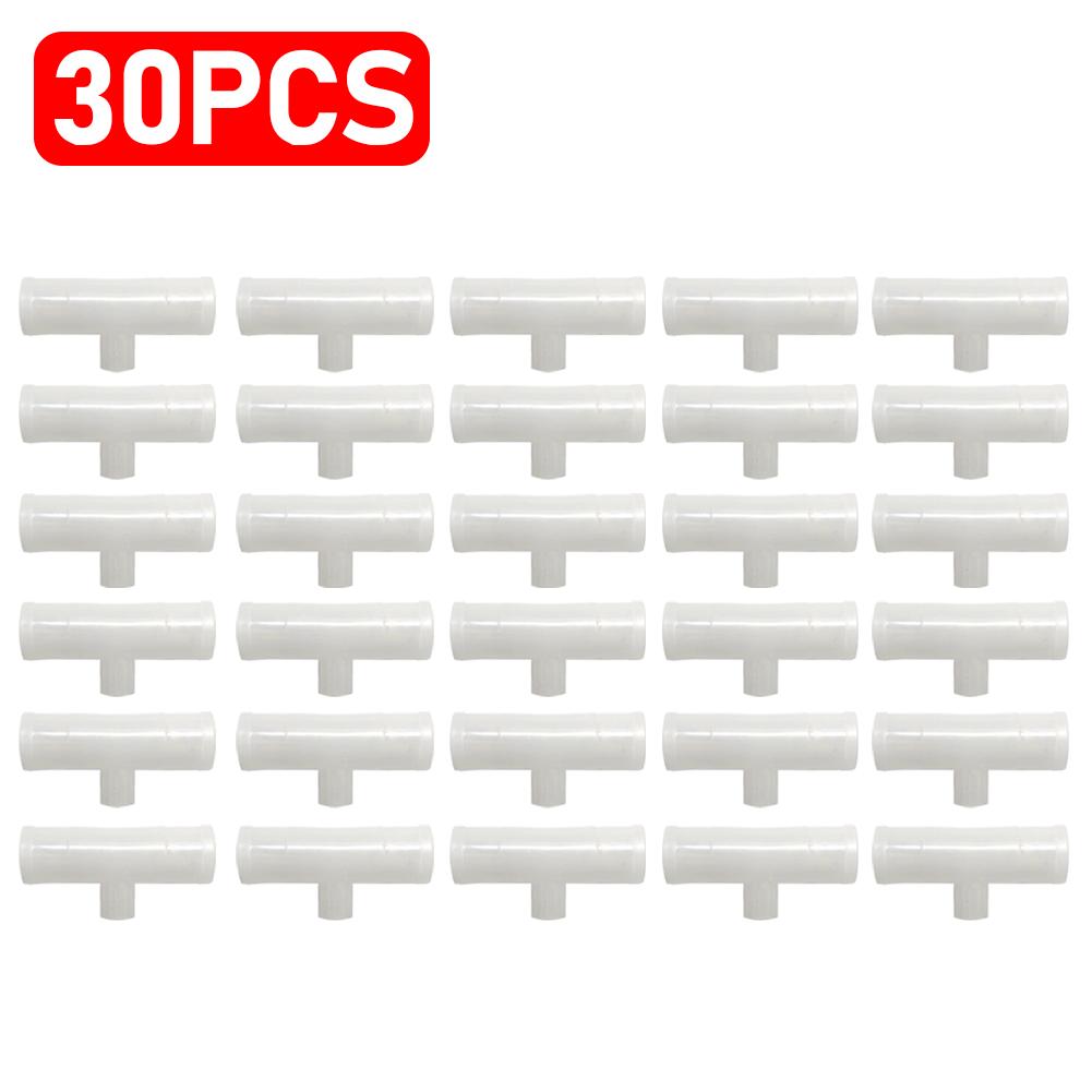 30-6pcs Automatic Chicken Drinker Bowl Bird Water Cups PVC Tee Fittings 20/25mm Plastic Livestock Drinking Feeder Tee Connector