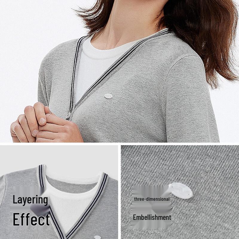 Semir Women's Autumn Contrast Faux Two-Piece Knit Pullover