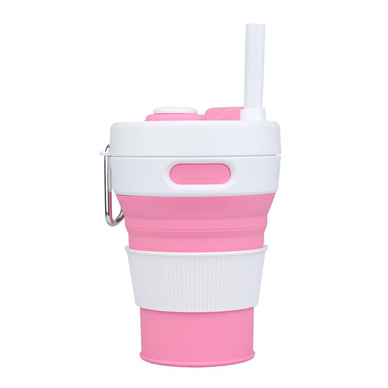 Creative silicone folding cup convenient straw coffee cup retractable silicone cup hot water cup logo