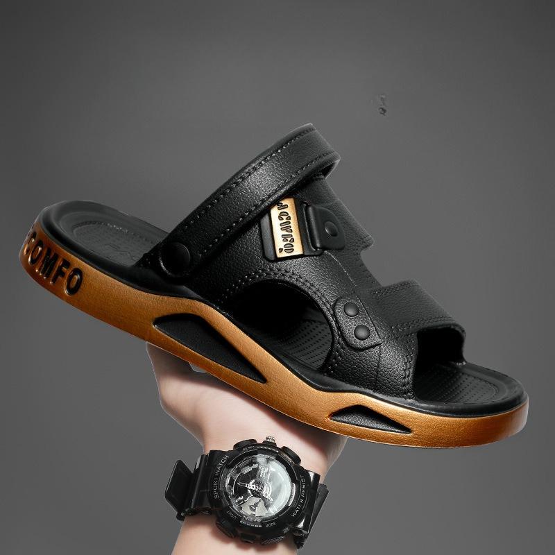 

2025 Summer Men s Sandals Leisure Beach Shoes Male Holiday Slippers Retro Comfortable Casual Sandals Leather Men Slippers 44-45