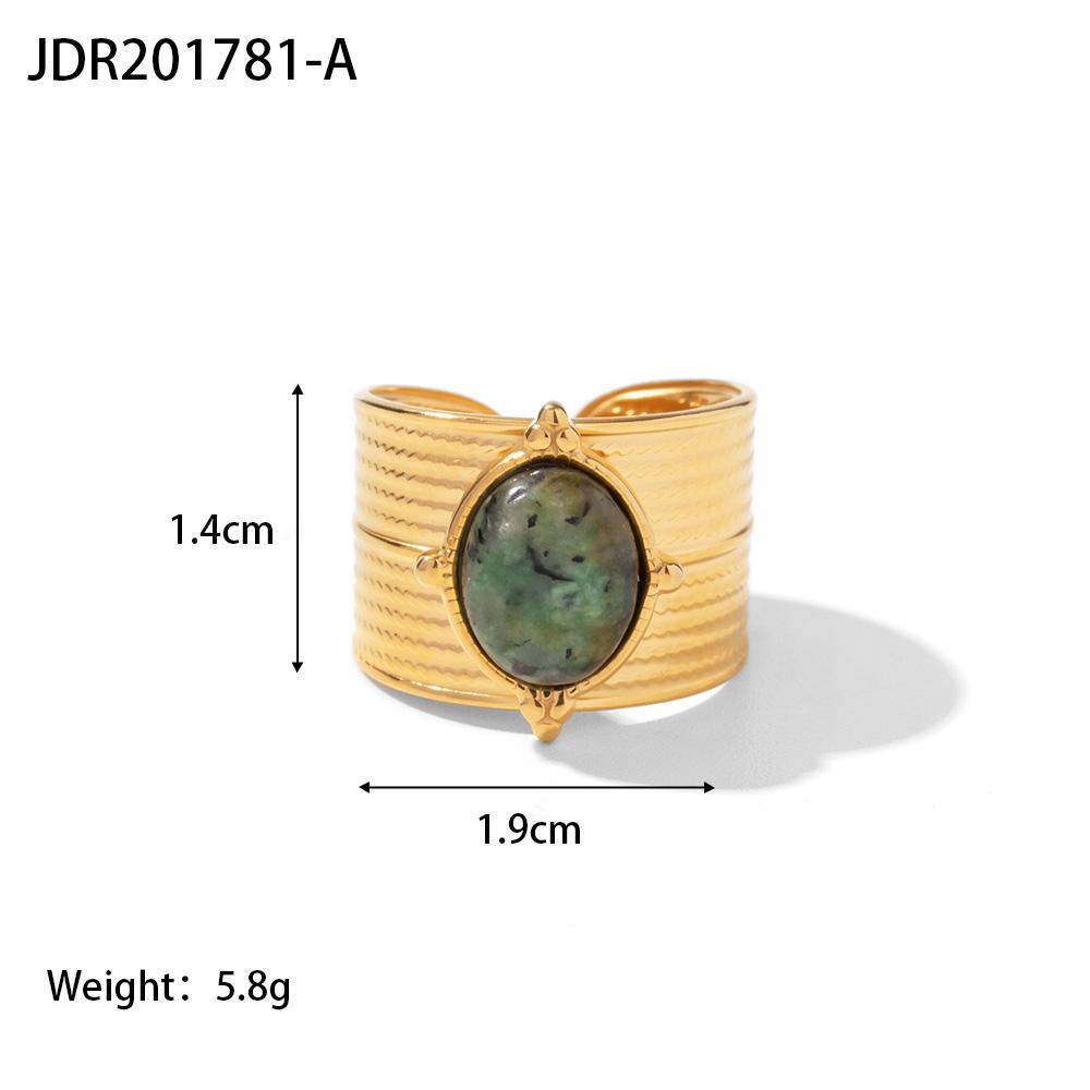 Youthway New Design Natural Stone Stainless Steel Ring Women Waterproof Stylish Golden Jewelry  New Set