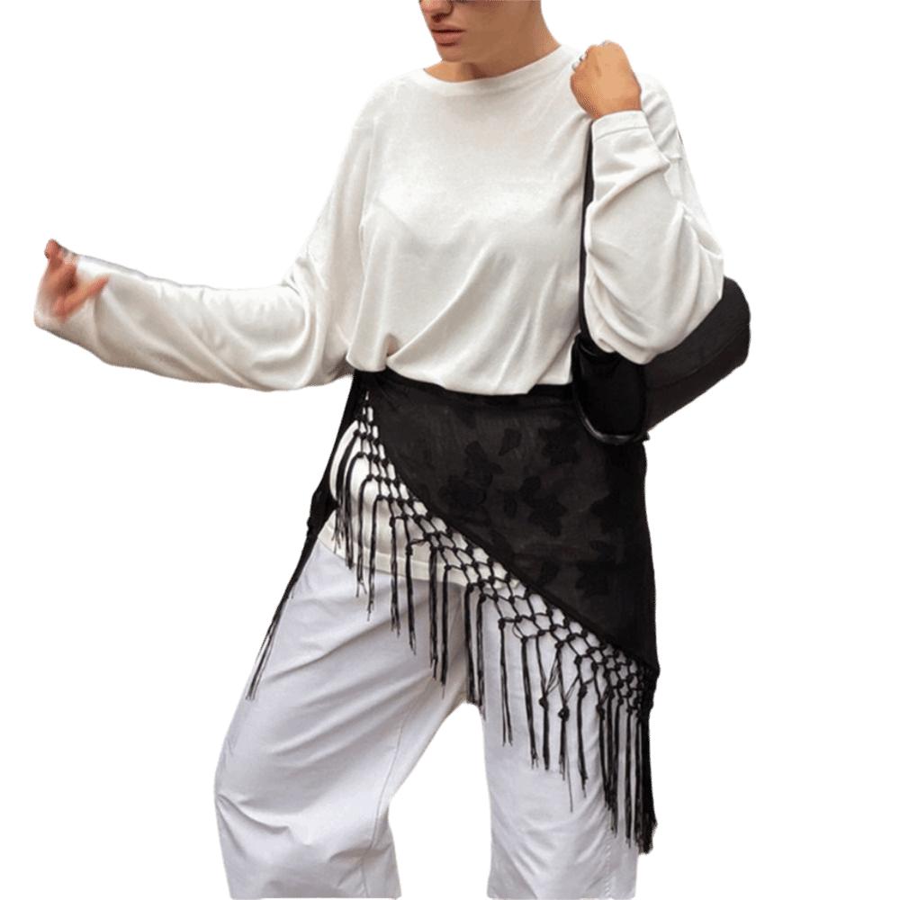Breathable Fringed Shawl Soft Solid Scarf New Waist Scarf  Jeans Decoration