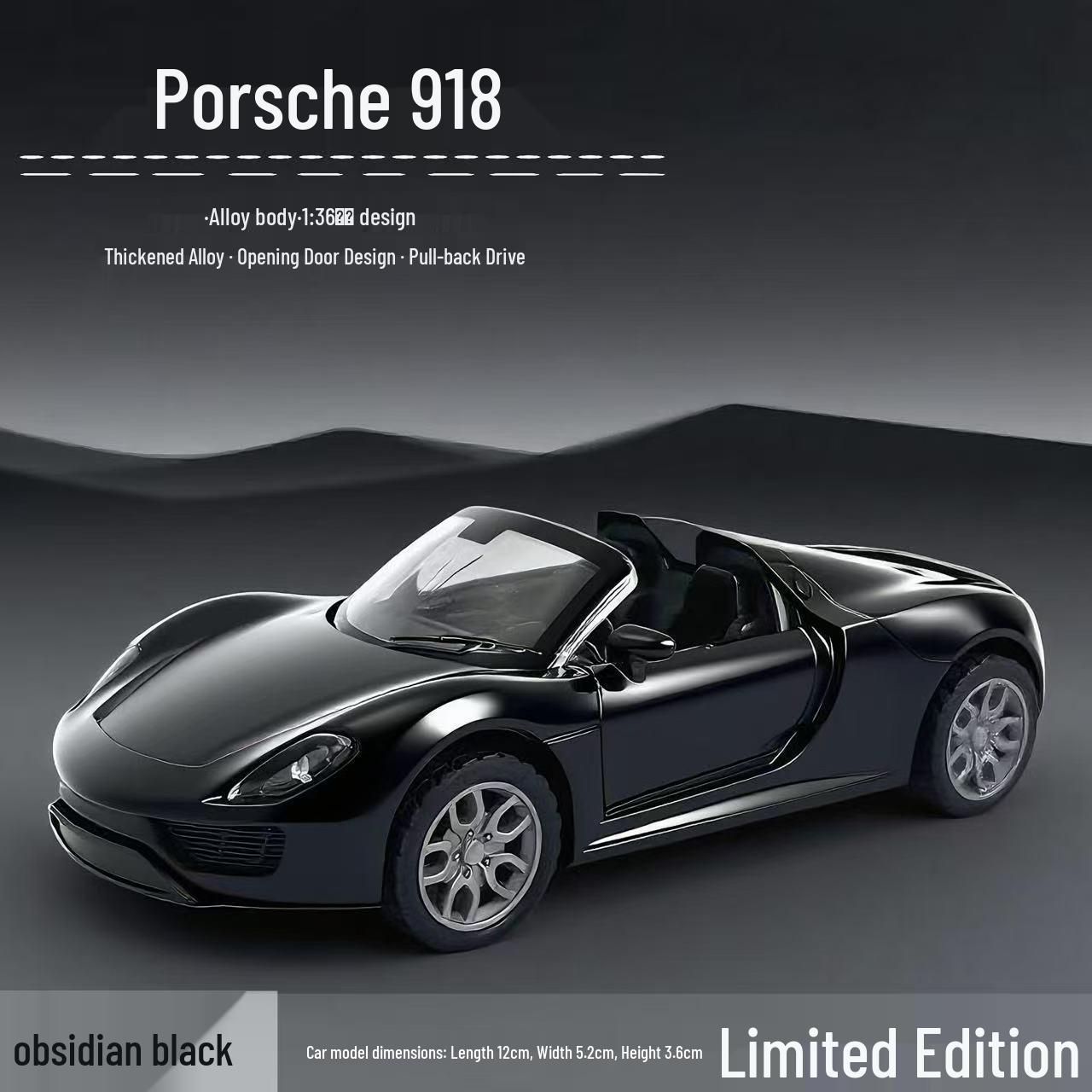 Игрушечная модель автомобиля Porsche 918 с механизмом обратного хода, литая