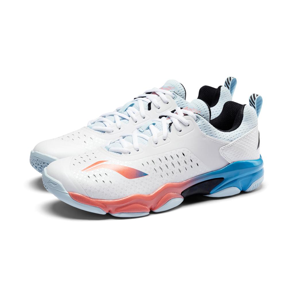 New LiNing Badminton Series Low Top Training Shoes Unisex White Blue AYZU005-1