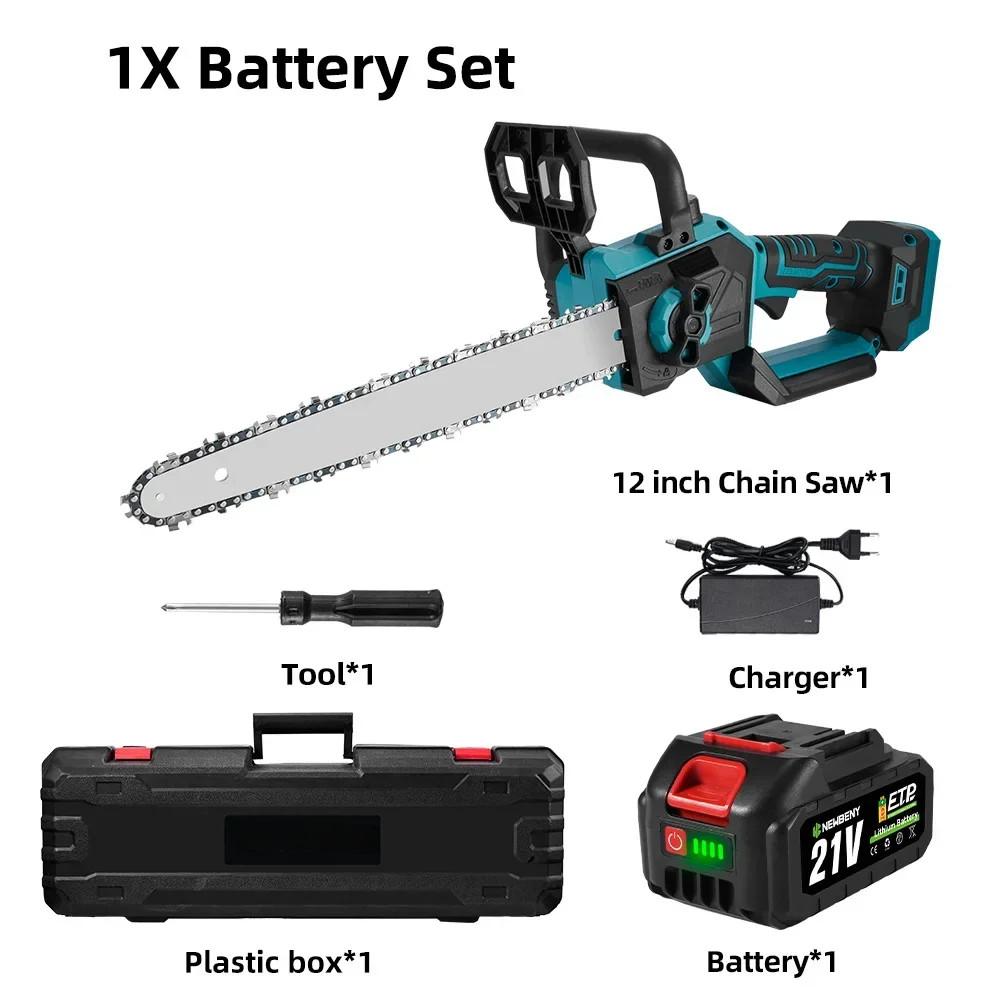 12 Inch Brushless Electric Chainsaw LED Display Cordless Wood Cutting Machine Garden Portable Logging Saw