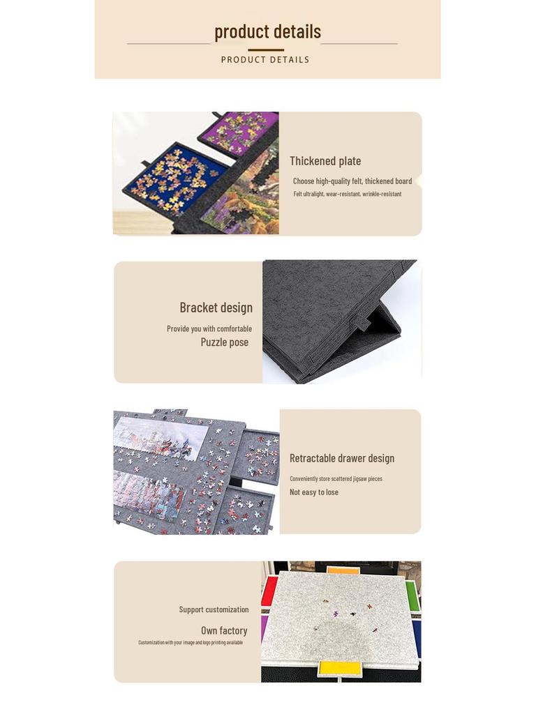 Children's Cross-Border Jigsaw Table - 1000-Piece Non-Woven Mat with 6 Drawers for Portable Puzzle Sorting