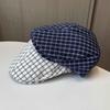 Wearable in All Seasons Artistic Casual College-Style Plaid Forward Cap for Women Cute Artist Hat Reverse-Wear Forward Cap