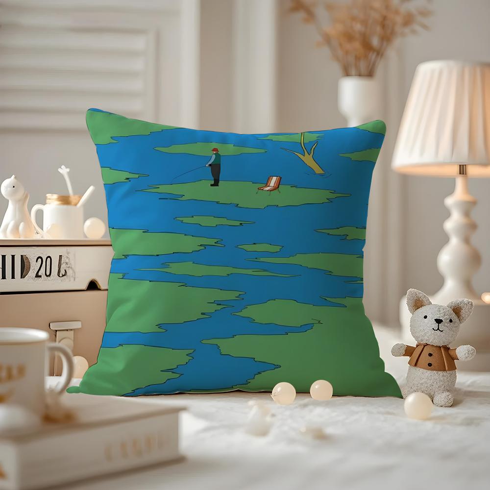 Abstract Funny Illustration Cushion Cover Anti-dustmite Pillowcase Invisible Zipper Silky Short Plush Sofa Cushion Cover