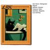 DIY Photo Holders for Lockers Funny Wooden Fridge Magnets Frame, Retro Cute Cat In Bathroom Magnetic Easy Swap Frames Pictures Refrigerator