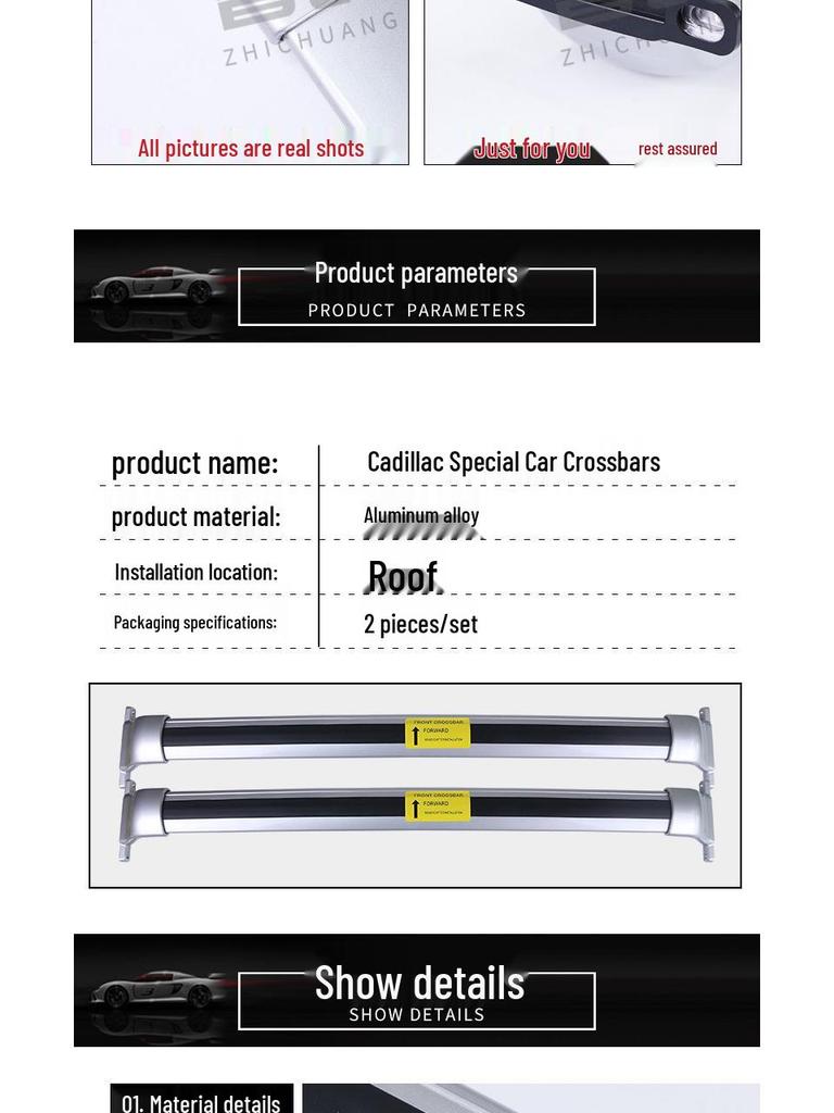 Bagażniki dachowe SUV Cadillac XT4/XT5/XT6: Wzmocniony aluminiowy bagażnik dachowy do użytku terenowego