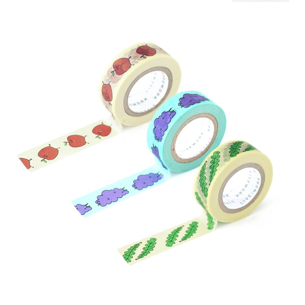 

JAM JAM PAPER TAPE Set Gem Gem Masking Tape Perfect for Masking Roll 15mm Wide x 10m 3 Rolls [LIVEWORK] - B, (3-Pack), Wrapping, Decoration, Tape,