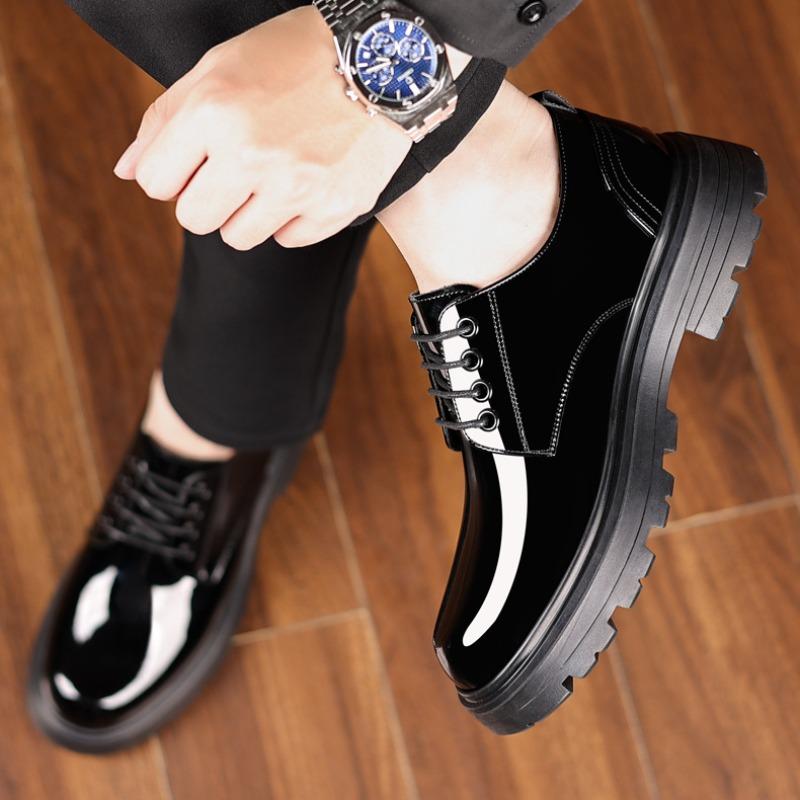 Fashion New Patent Leather Platform Leather Shoes for Men Designer Soft Soled Men's Wedding Shoes Fashion Business Male Dress Shoes